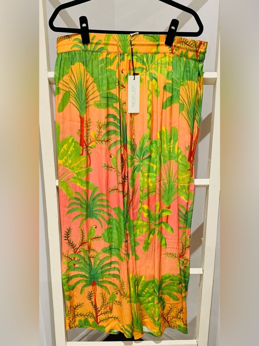 Rachel Zoe Colorful Palm Tree Wide-Leg Palazzo Pants